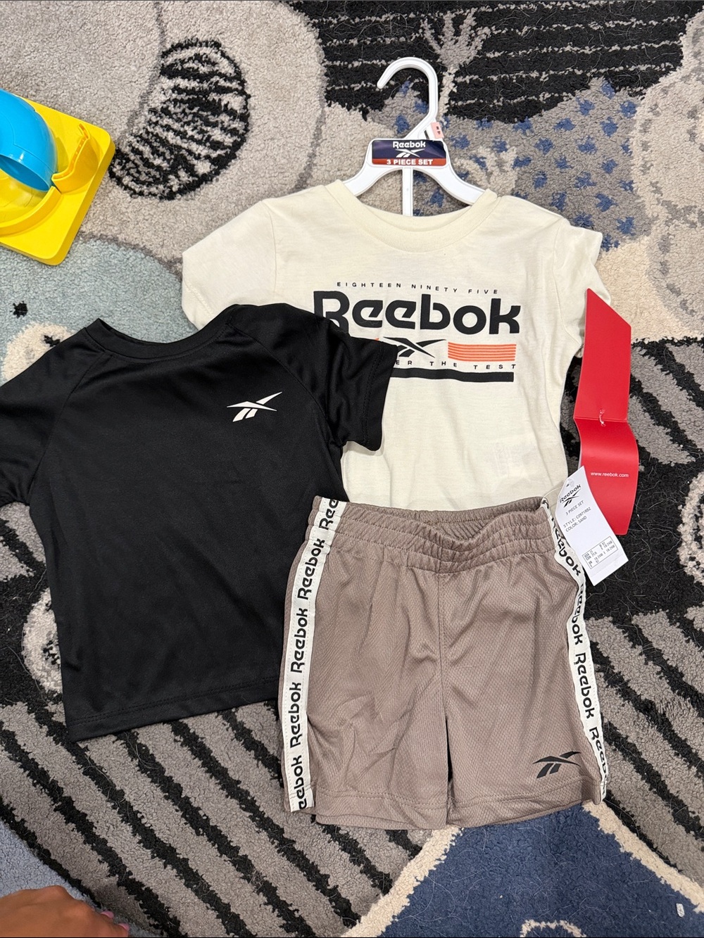 Reebok Kids 3-Piece Active Set - Black, Cream, Taupe